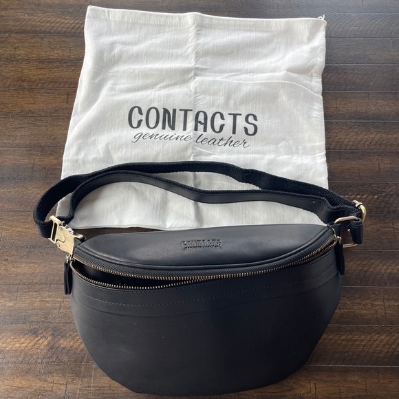 Contacts Other - Contacts Genuine Leather Sling Bag Black Waist Pack Antique Brass Buckle
